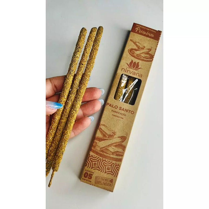 KIT 3 INCENSO NIRVANA PREMIUM PALO SANTO ROSA ARRUDA CANELA