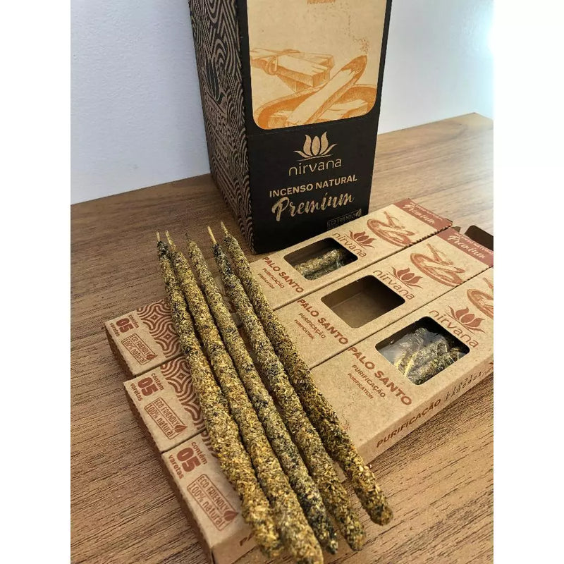 KIT 3 INCENSO NIRVANA PREMIUM PALO SANTO ROSA ARRUDA CANELA