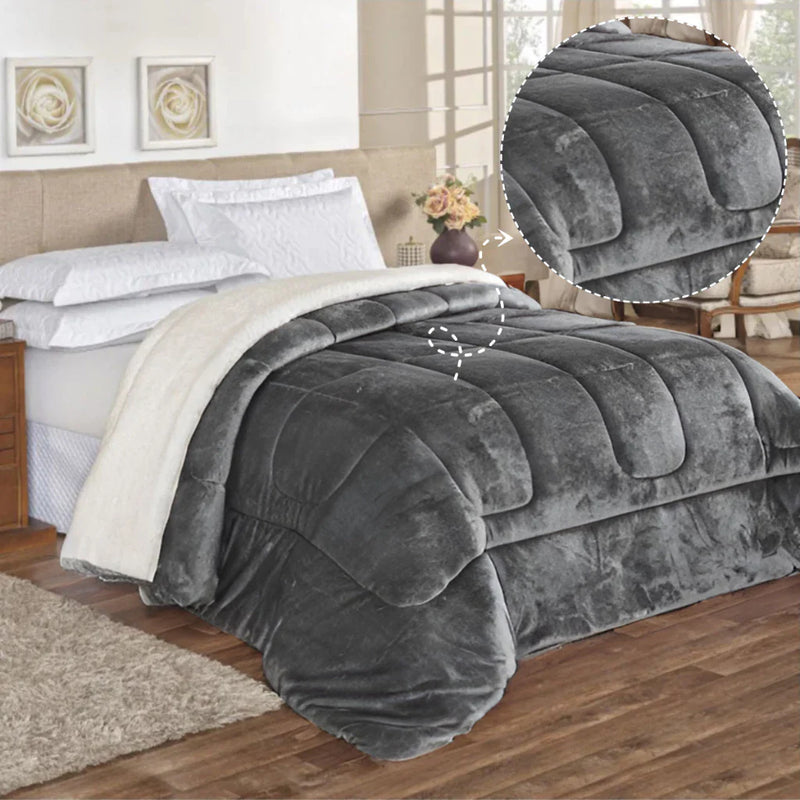 Coberdrom Edredom Sherpa Queen Casal - 2.40x2.20 - Macio e Elegante