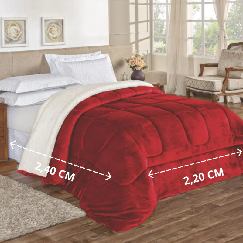 Coberdrom Edredom Sherpa Queen Casal - 2.40x2.20 - Macio e Elegante