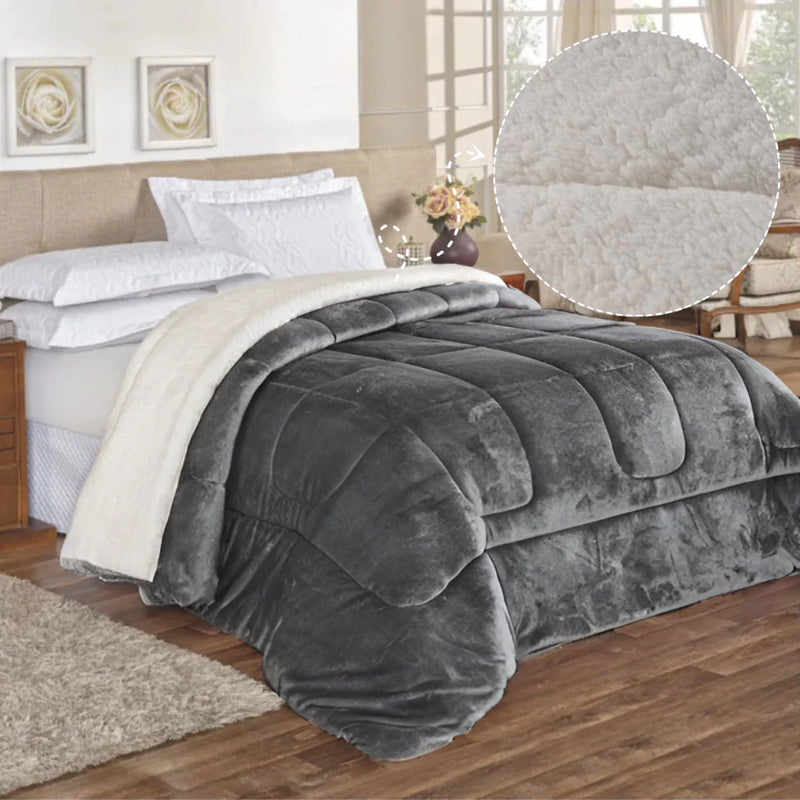 Coberdrom Edredom Sherpa Queen Casal - 2.40x2.20 - Macio e Elegante