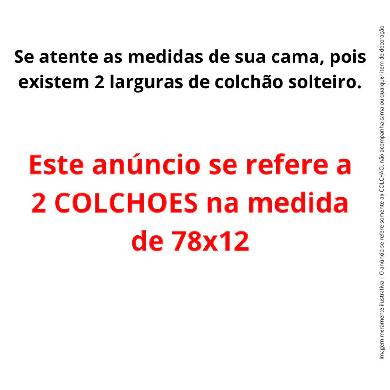 Kit 2 colchões BLACK solteiro espuma D23 78x188 altura 12cm