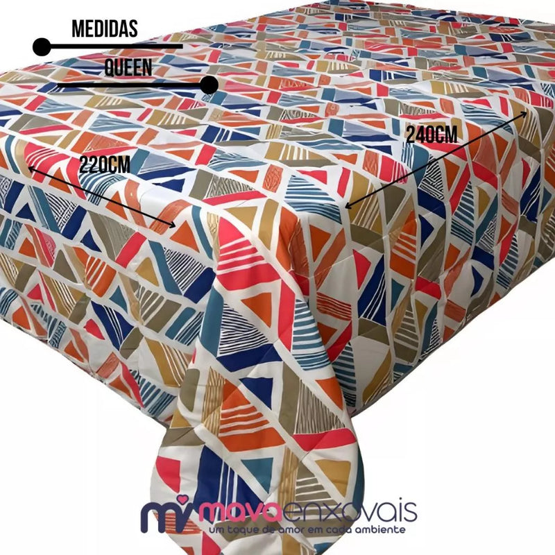 Edredom Athenas Queen 400 Fios Dupla Face Avulso Cobre Leito Estampado Matelado com Viés