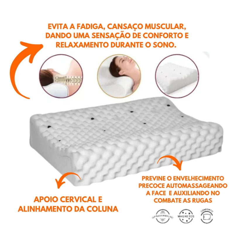 Travesseiro CERVICAL Ortopédico Pillow MAGNÉTICO com Infravermelho Terapêutico Premium