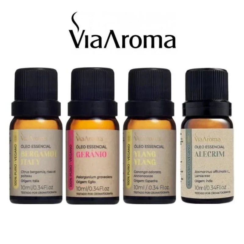 Kit 02-03 ou 04 óleo Essêncial Via Aroma 100% Puro Vegano Aromaterapia Escolha o Seu