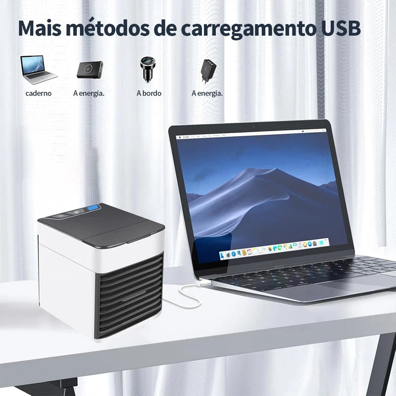 Mini Ar Condicionado Portátil Arctic Air Cooler Umidificador Climatizador Luz Led USB / Ar puro