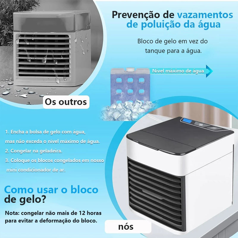 Mini Ar Condicionado Portátil Arctic Air Cooler Umidificador Climatizador Luz Led USB / Ar puro